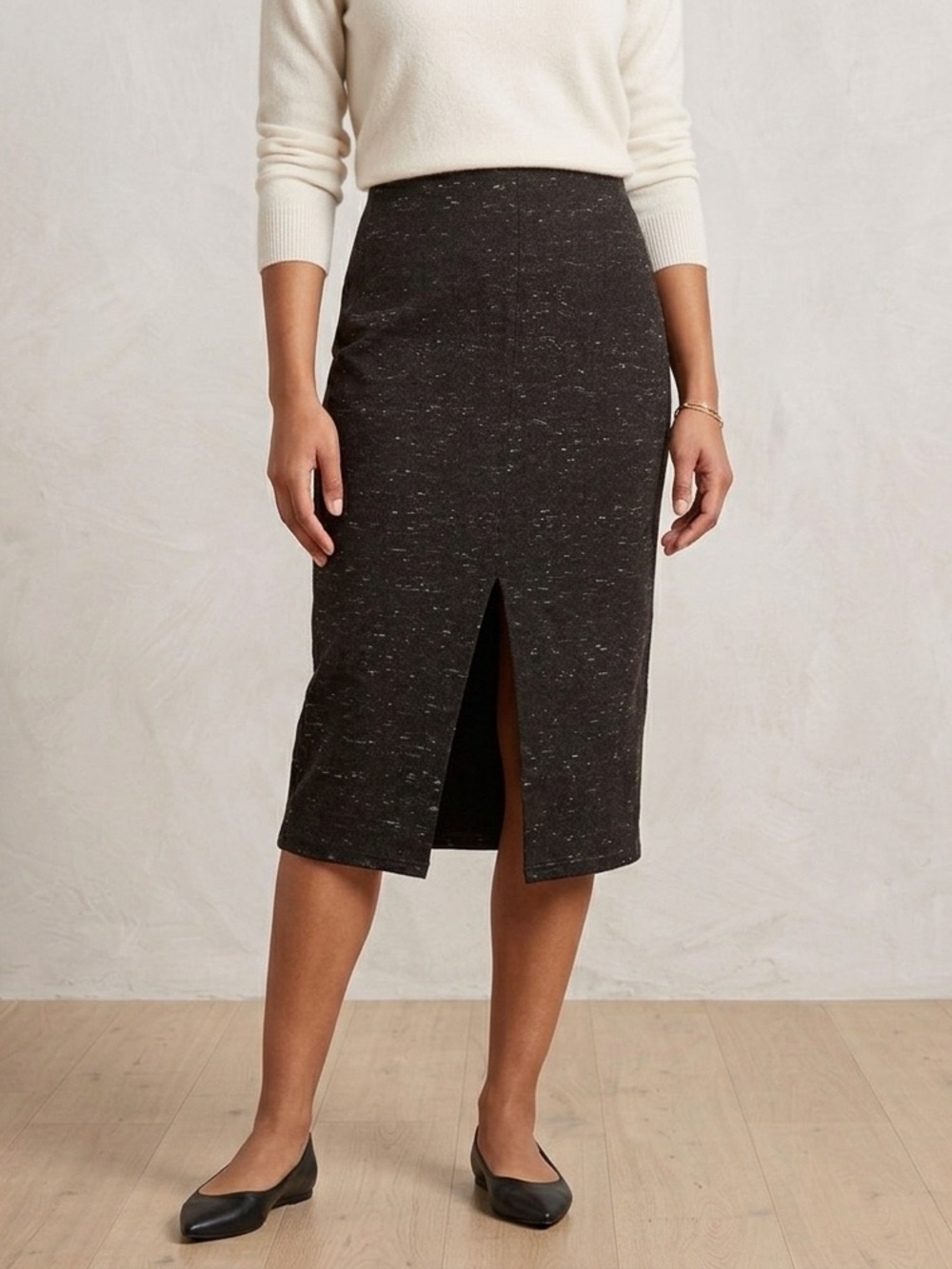 Wilfred Stretchy Fitted Business Casual Maxi Skirt Front Slit Size XS Wool Blend